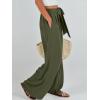 imageCaracilia Women Wide Leg Palazzo Pants Summer High Waist Flowy Casual Trousers Loose Lounge Beach Travel Vacation ClothesDark Green