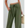 imageCaracilia Women Wide Leg Palazzo Pants Summer High Waist Flowy Casual Trousers Loose Lounge Beach Travel Vacation ClothesDark Green