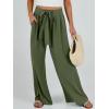 imageCaracilia Women Wide Leg Palazzo Pants Summer High Waist Flowy Casual Trousers Loose Lounge Beach Travel Vacation ClothesDark Green