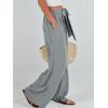 imageCaracilia Women Wide Leg Palazzo Pants Summer High Waist Flowy Casual Trousers Loose Lounge Beach Travel Vacation ClothesGrey