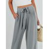 imageCaracilia Women Wide Leg Palazzo Pants Summer High Waist Flowy Casual Trousers Loose Lounge Beach Travel Vacation ClothesGrey