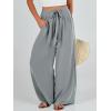imageCaracilia Women Wide Leg Palazzo Pants Summer High Waist Flowy Casual Trousers Loose Lounge Beach Travel Vacation ClothesGrey