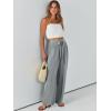imageCaracilia Women Wide Leg Palazzo Pants Summer High Waist Flowy Casual Trousers Loose Lounge Beach Travel Vacation ClothesGrey