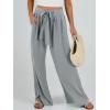 imageCaracilia Women Wide Leg Palazzo Pants Summer High Waist Flowy Casual Trousers Loose Lounge Beach Travel Vacation ClothesGrey