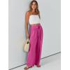 imageCaracilia Women Wide Leg Palazzo Pants Summer High Waist Flowy Casual Trousers Loose Lounge Beach Travel Vacation ClothesHot Pink