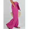 imageCaracilia Women Wide Leg Palazzo Pants Summer High Waist Flowy Casual Trousers Loose Lounge Beach Travel Vacation ClothesHot Pink