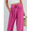 imageCaracilia Women Wide Leg Palazzo Pants Summer High Waist Flowy Casual Trousers Loose Lounge Beach Travel Vacation ClothesHot Pink