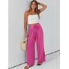 imageCaracilia Women Wide Leg Palazzo Pants Summer High Waist Flowy Casual Trousers Loose Lounge Beach Travel Vacation ClothesHot Pink