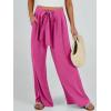 imageCaracilia Women Wide Leg Palazzo Pants Summer High Waist Flowy Casual Trousers Loose Lounge Beach Travel Vacation ClothesHot Pink