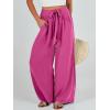 imageCaracilia Women Wide Leg Palazzo Pants Summer High Waist Flowy Casual Trousers Loose Lounge Beach Travel Vacation ClothesHot Pink