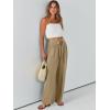 imageCaracilia Women Wide Leg Palazzo Pants Summer High Waist Flowy Casual Trousers Loose Lounge Beach Travel Vacation ClothesKhaki