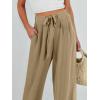 imageCaracilia Women Wide Leg Palazzo Pants Summer High Waist Flowy Casual Trousers Loose Lounge Beach Travel Vacation ClothesKhaki