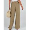 imageCaracilia Women Wide Leg Palazzo Pants Summer High Waist Flowy Casual Trousers Loose Lounge Beach Travel Vacation ClothesKhaki