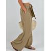 imageCaracilia Women Wide Leg Palazzo Pants Summer High Waist Flowy Casual Trousers Loose Lounge Beach Travel Vacation ClothesKhaki
