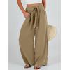 imageCaracilia Women Wide Leg Palazzo Pants Summer High Waist Flowy Casual Trousers Loose Lounge Beach Travel Vacation ClothesKhaki