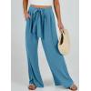 imageCaracilia Women Wide Leg Palazzo Pants Summer High Waist Flowy Casual Trousers Loose Lounge Beach Travel Vacation ClothesLake