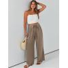 imageCaracilia Women Wide Leg Palazzo Pants Summer High Waist Flowy Casual Trousers Loose Lounge Beach Travel Vacation ClothesLight Brown