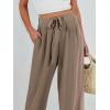 imageCaracilia Women Wide Leg Palazzo Pants Summer High Waist Flowy Casual Trousers Loose Lounge Beach Travel Vacation ClothesLight Brown