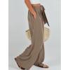 imageCaracilia Women Wide Leg Palazzo Pants Summer High Waist Flowy Casual Trousers Loose Lounge Beach Travel Vacation ClothesLight Brown