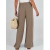 imageCaracilia Women Wide Leg Palazzo Pants Summer High Waist Flowy Casual Trousers Loose Lounge Beach Travel Vacation ClothesLight Brown