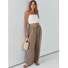 imageCaracilia Women Wide Leg Palazzo Pants Summer High Waist Flowy Casual Trousers Loose Lounge Beach Travel Vacation ClothesLight Brown