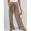 imageCaracilia Women Wide Leg Palazzo Pants Summer High Waist Flowy Casual Trousers Loose Lounge Beach Travel Vacation ClothesLight Brown