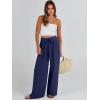 imageCaracilia Women Wide Leg Palazzo Pants Summer High Waist Flowy Casual Trousers Loose Lounge Beach Travel Vacation ClothesNavy Blue