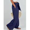 imageCaracilia Women Wide Leg Palazzo Pants Summer High Waist Flowy Casual Trousers Loose Lounge Beach Travel Vacation ClothesNavy Blue