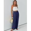 imageCaracilia Women Wide Leg Palazzo Pants Summer High Waist Flowy Casual Trousers Loose Lounge Beach Travel Vacation ClothesNavy Blue