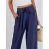imageCaracilia Women Wide Leg Palazzo Pants Summer High Waist Flowy Casual Trousers Loose Lounge Beach Travel Vacation ClothesNavy Blue