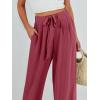 imageCaracilia Women Wide Leg Palazzo Pants Summer High Waist Flowy Casual Trousers Loose Lounge Beach Travel Vacation ClothesRust Red