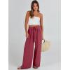 imageCaracilia Women Wide Leg Palazzo Pants Summer High Waist Flowy Casual Trousers Loose Lounge Beach Travel Vacation ClothesRust Red