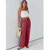 imageCaracilia Women Wide Leg Palazzo Pants Summer High Waist Flowy Casual Trousers Loose Lounge Beach Travel Vacation ClothesRust Red