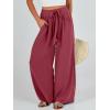 imageCaracilia Women Wide Leg Palazzo Pants Summer High Waist Flowy Casual Trousers Loose Lounge Beach Travel Vacation ClothesRust Red