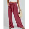 imageCaracilia Women Wide Leg Palazzo Pants Summer High Waist Flowy Casual Trousers Loose Lounge Beach Travel Vacation ClothesRust Red