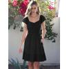 imageCaracilia Womens Summer Casual Ruffle Sleeve Mini Dress Sweetheart Neckline Boho Flowy Tiered Vacation Beach Short DressesBlack