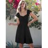imageCaracilia Womens Summer Casual Ruffle Sleeve Mini Dress Sweetheart Neckline Boho Flowy Tiered Vacation Beach Short DressesBlack