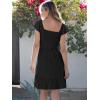 imageCaracilia Womens Summer Casual Ruffle Sleeve Mini Dress Sweetheart Neckline Boho Flowy Tiered Vacation Beach Short DressesBlack