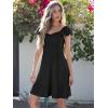 imageCaracilia Womens Summer Casual Ruffle Sleeve Mini Dress Sweetheart Neckline Boho Flowy Tiered Vacation Beach Short DressesBlack