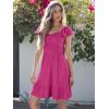 imageCaracilia Womens Summer Casual Ruffle Sleeve Mini Dress Sweetheart Neckline Boho Flowy Tiered Vacation Beach Short DressesHot Pink