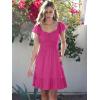 imageCaracilia Womens Summer Casual Ruffle Sleeve Mini Dress Sweetheart Neckline Boho Flowy Tiered Vacation Beach Short DressesHot Pink