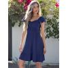 imageCaracilia Womens Summer Casual Ruffle Sleeve Mini Dress Sweetheart Neckline Boho Flowy Tiered Vacation Beach Short DressesNavy Blue
