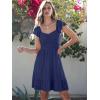 imageCaracilia Womens Summer Casual Ruffle Sleeve Mini Dress Sweetheart Neckline Boho Flowy Tiered Vacation Beach Short DressesNavy Blue