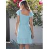 imageCaracilia Womens Summer Casual Ruffle Sleeve Mini Dress Sweetheart Neckline Boho Flowy Tiered Vacation Beach Short DressesSky Blue