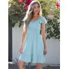 imageCaracilia Womens Summer Casual Ruffle Sleeve Mini Dress Sweetheart Neckline Boho Flowy Tiered Vacation Beach Short DressesSky Blue