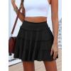 imageCaracilia Womens Summer Flowy Mini Skorts Skirts High Waist Ruffle Tiered Casual Cute Boho Beach Short Skirts Builtin ShortsBlack