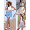 imageCaracilia Womens Summer Flowy Mini Skorts Skirts High Waist Ruffle Tiered Casual Cute Boho Beach Short Skirts Builtin ShortsBlue Floral