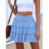 imageCaracilia Womens Summer Flowy Mini Skorts Skirts High Waist Ruffle Tiered Casual Cute Boho Beach Short Skirts Builtin ShortsBlue Floral