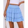 imageCaracilia Womens Summer Flowy Mini Skorts Skirts High Waist Ruffle Tiered Casual Cute Boho Beach Short Skirts Builtin ShortsBlue Floral