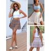 imageCaracilia Womens Summer Flowy Mini Skorts Skirts High Waist Ruffle Tiered Casual Cute Boho Beach Short Skirts Builtin ShortsBrown Floral